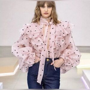 Zimmermann Crush Embroidered Frill Blouse